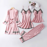 4 Pieces Silk Pajamas Set