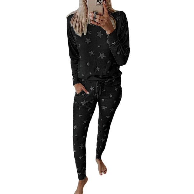 Cute Stars Print Pajamas Set