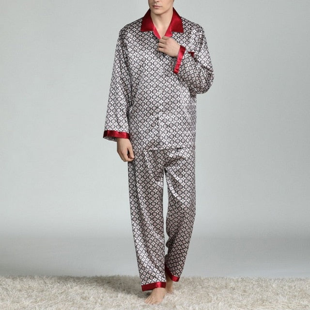 Men's Stain Silk Pajama Set