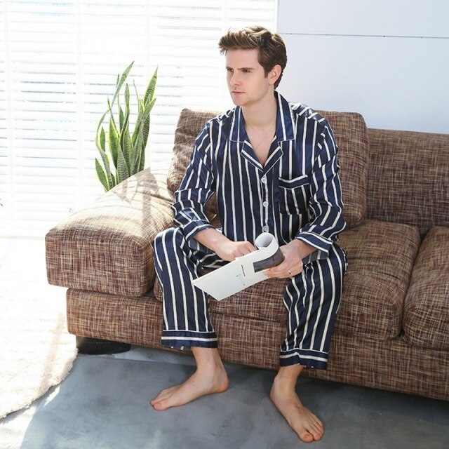 Men's Stain Silk Pajama Set